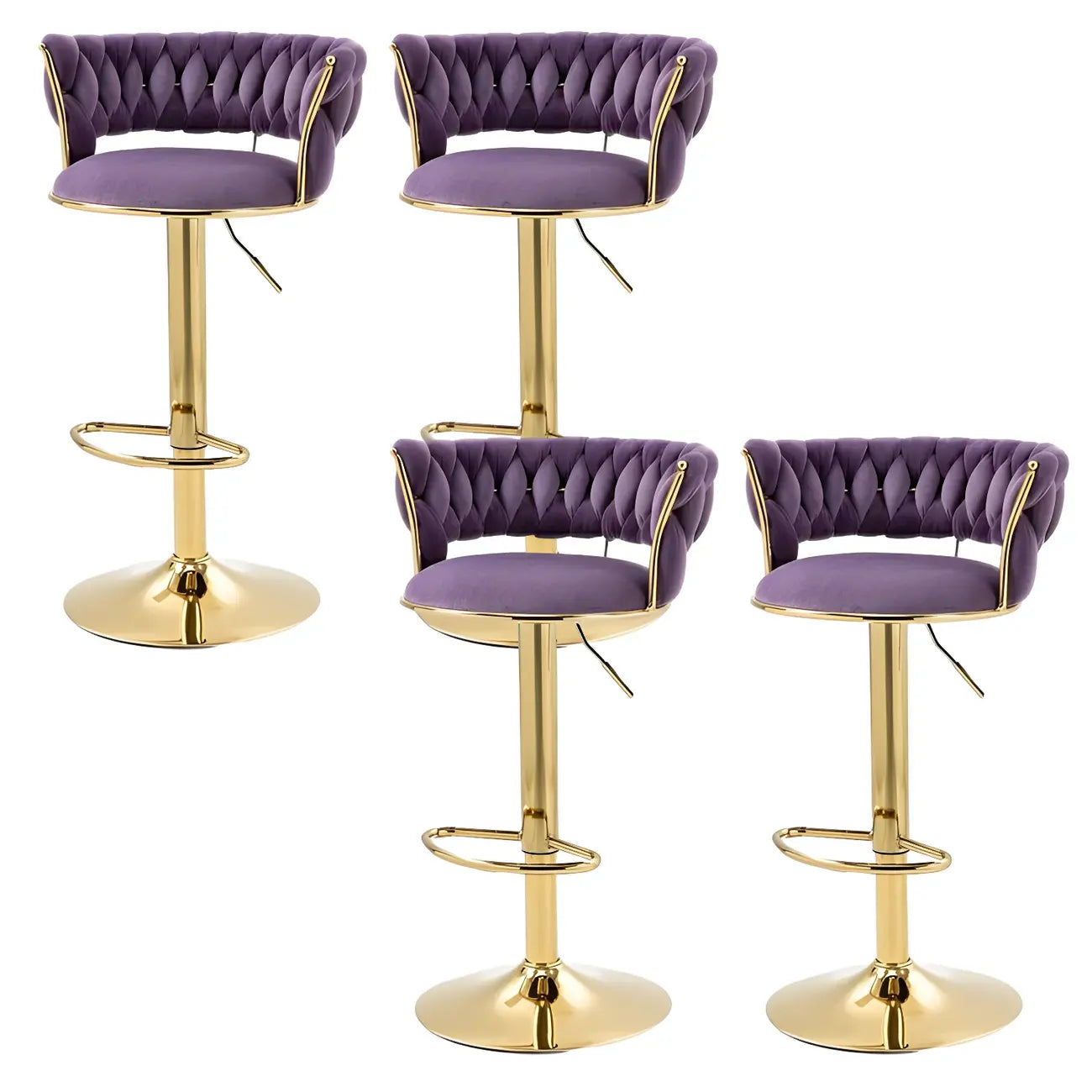 Tabouret de bar pivotant réglable à dossier bas et base dorée