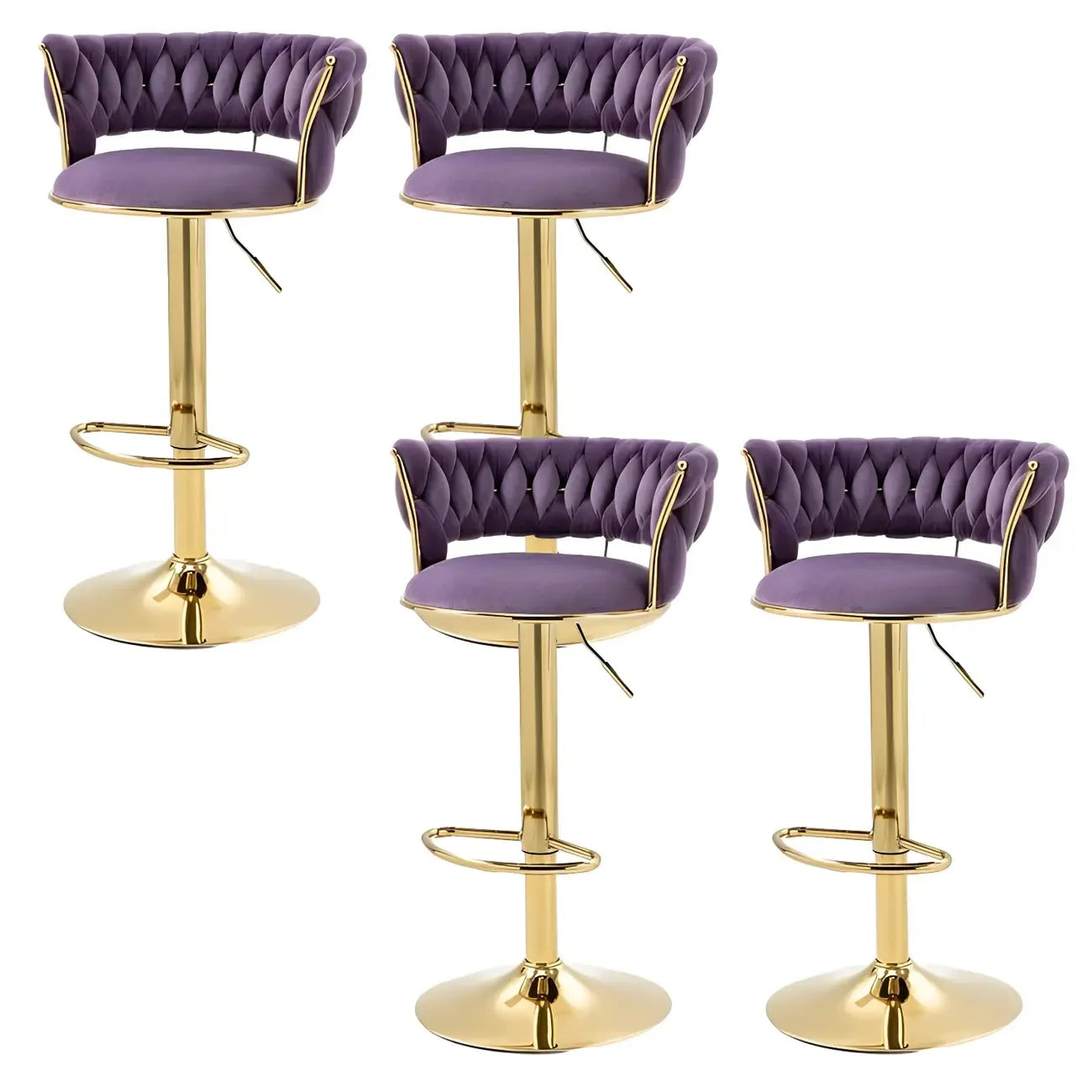 Tabouret de bar pivotant réglable à dossier bas et base dorée