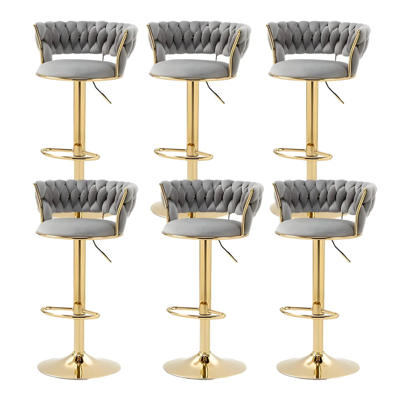 Tabouret de bar pivotant réglable à dossier bas et base dorée