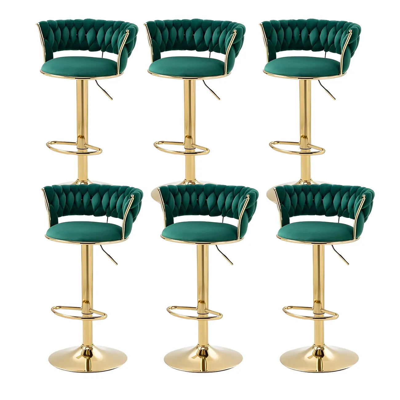 Tabouret de bar pivotant réglable à dossier bas et base dorée