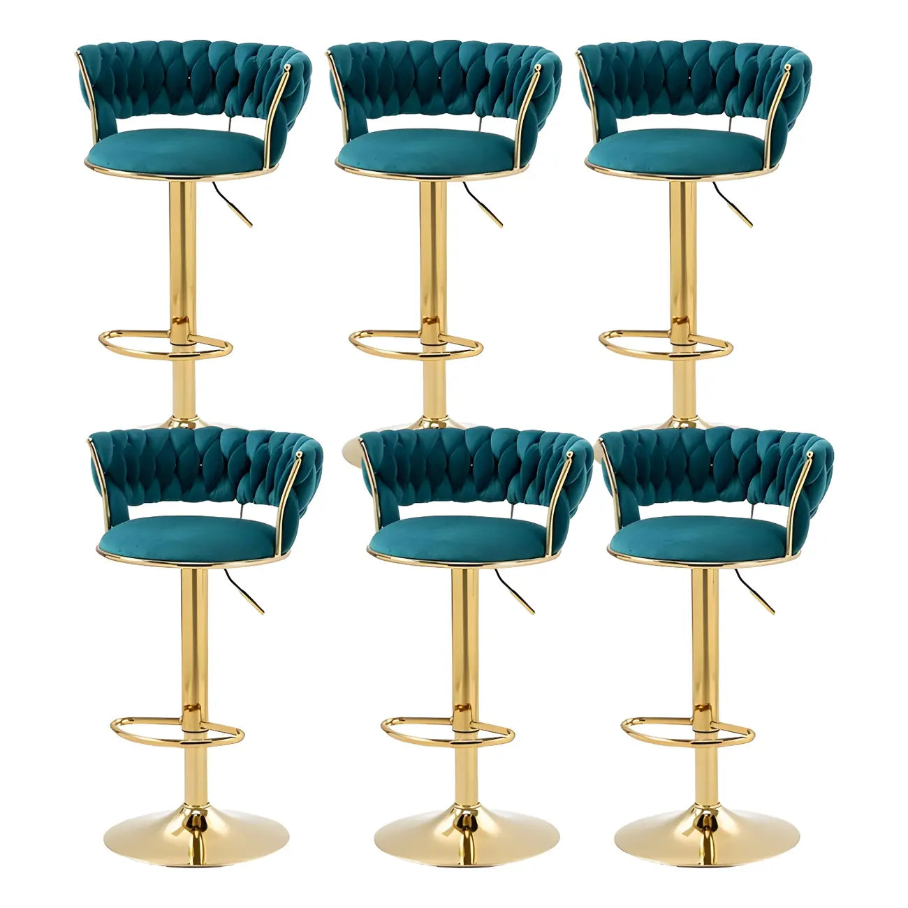 Tabouret de bar pivotant réglable à dossier bas et base dorée