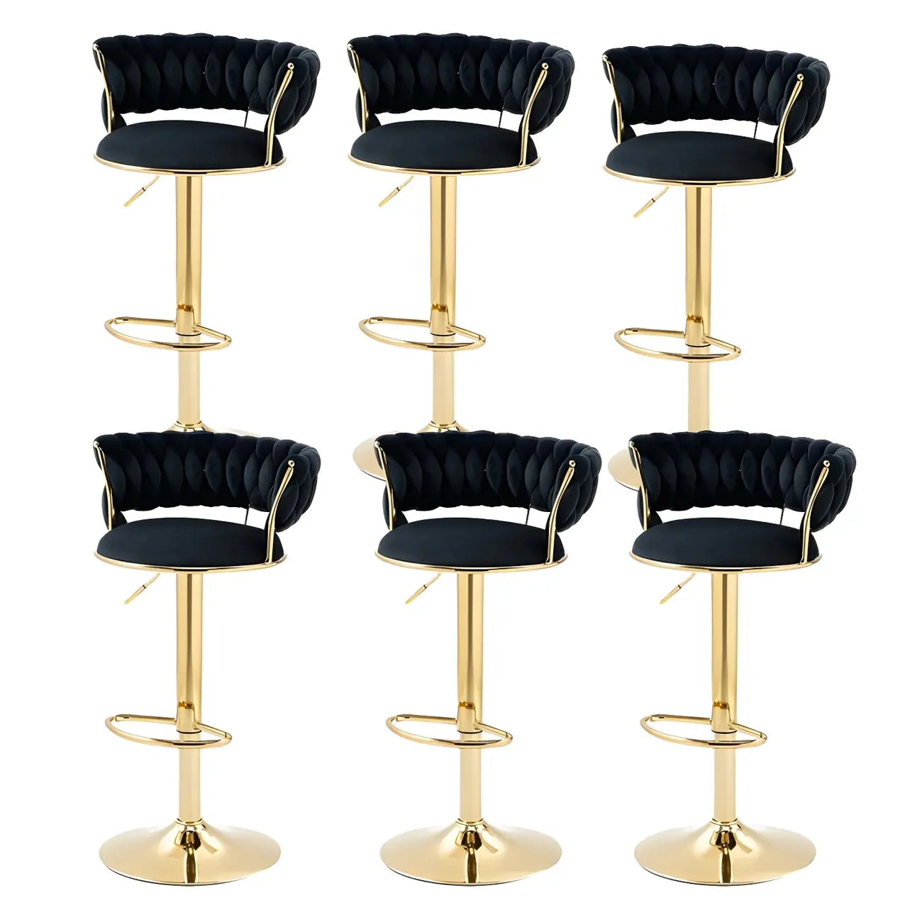 Tabouret de bar pivotant réglable à dossier bas et base dorée