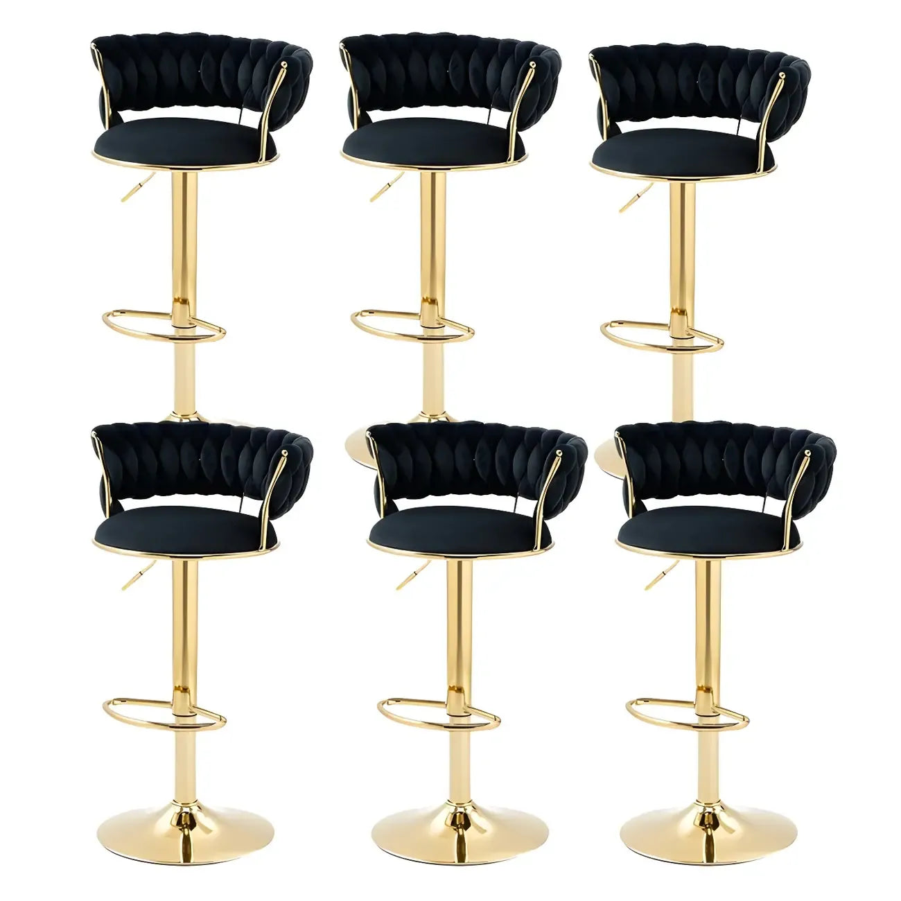 Tabouret de bar pivotant réglable à dossier bas et base dorée