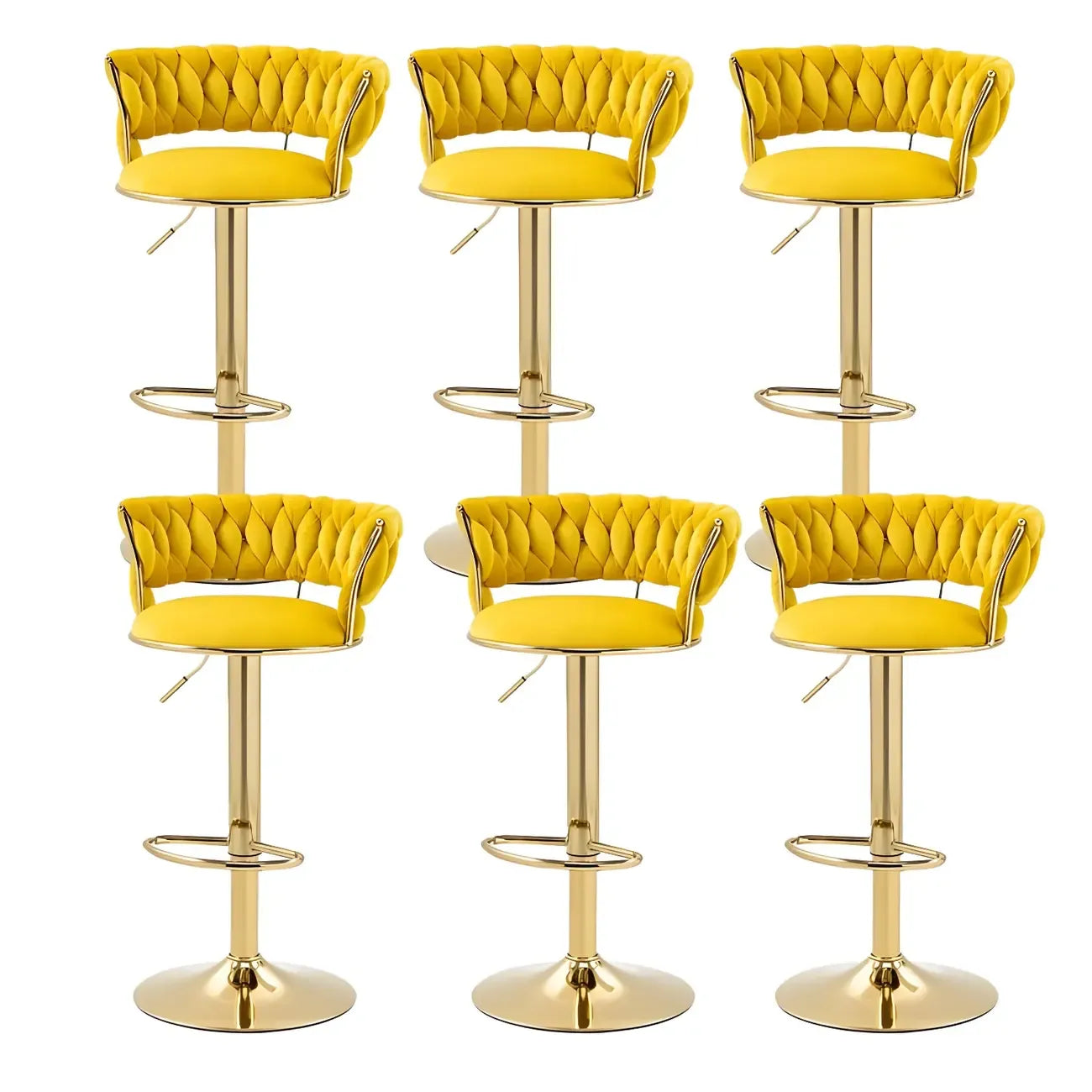 Tabouret de bar pivotant réglable à dossier bas et base dorée