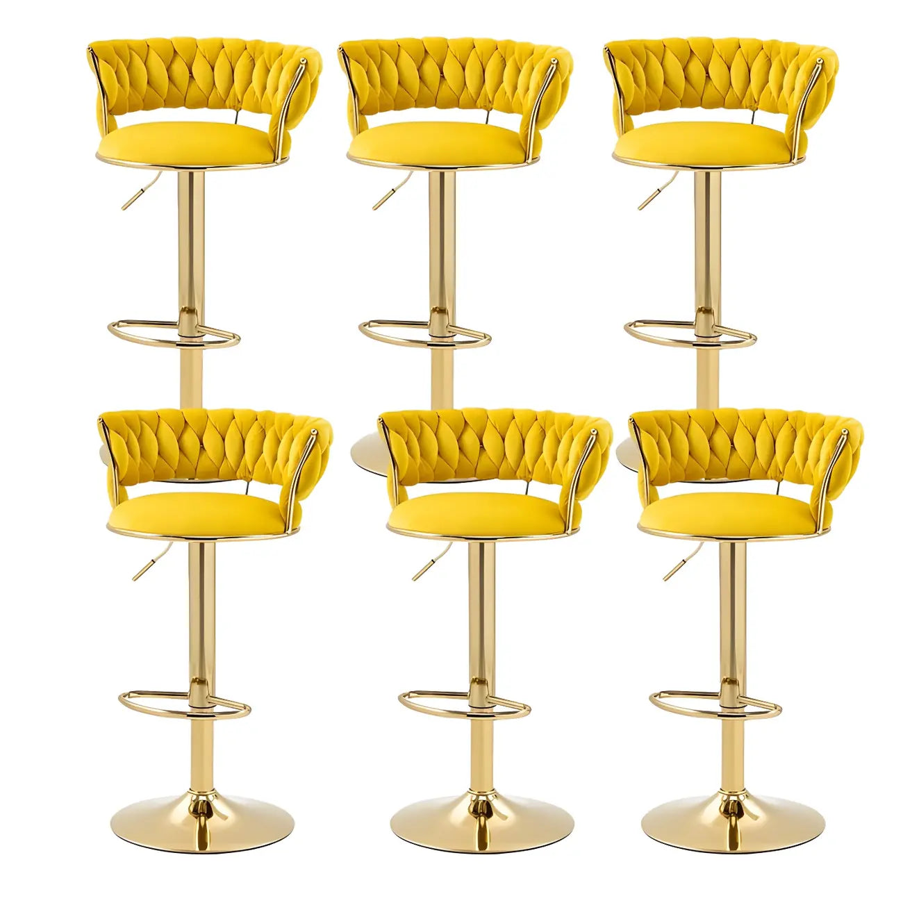 Tabouret de bar pivotant réglable à dossier bas et base dorée
