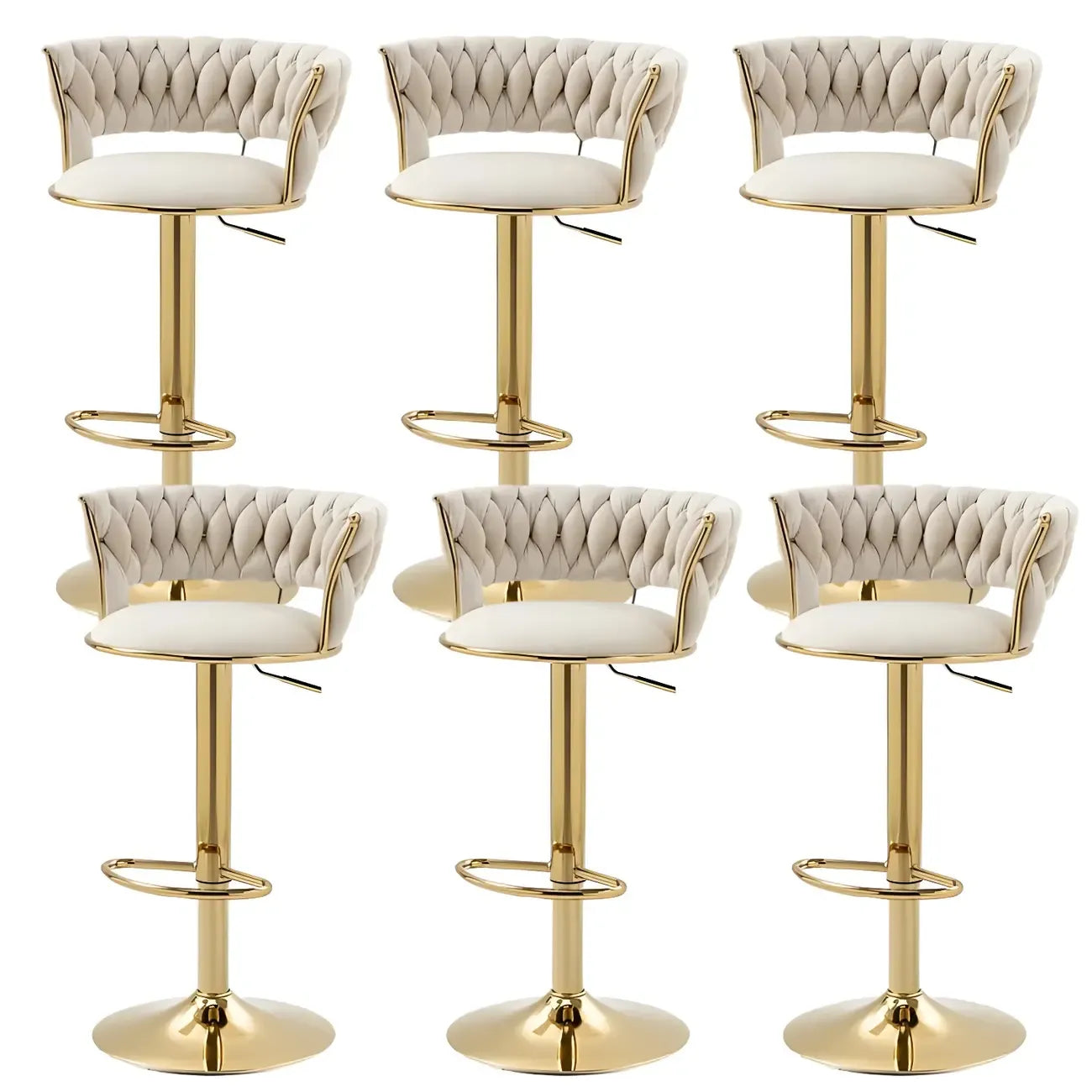 Tabouret de bar pivotant réglable à dossier bas et base dorée
