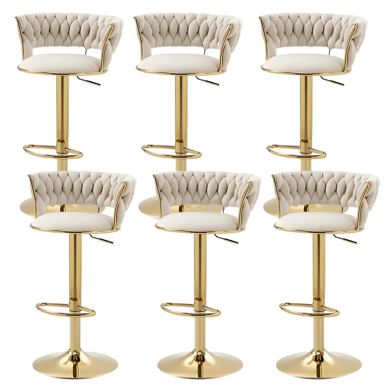 Tabouret de bar pivotant réglable à dossier bas et base dorée
