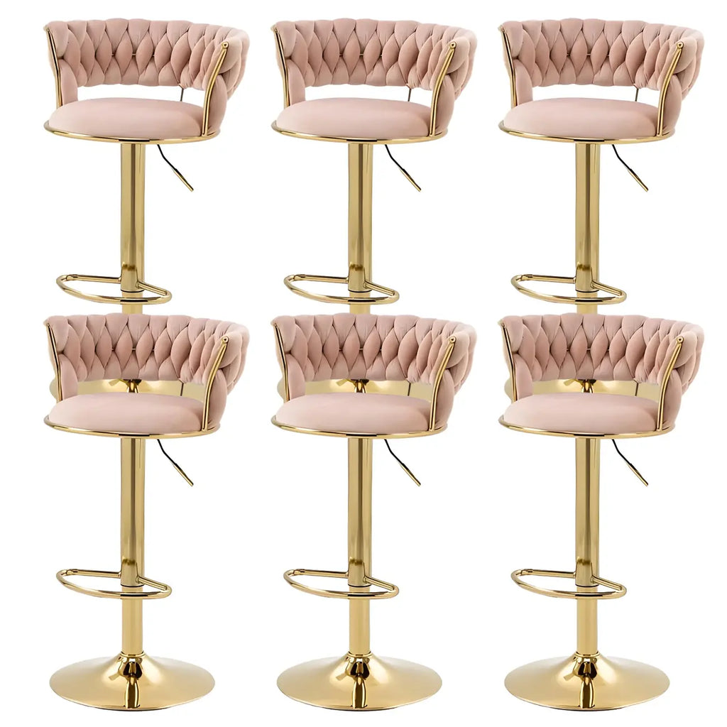 Tabouret de bar pivotant réglable à dossier bas et base dorée