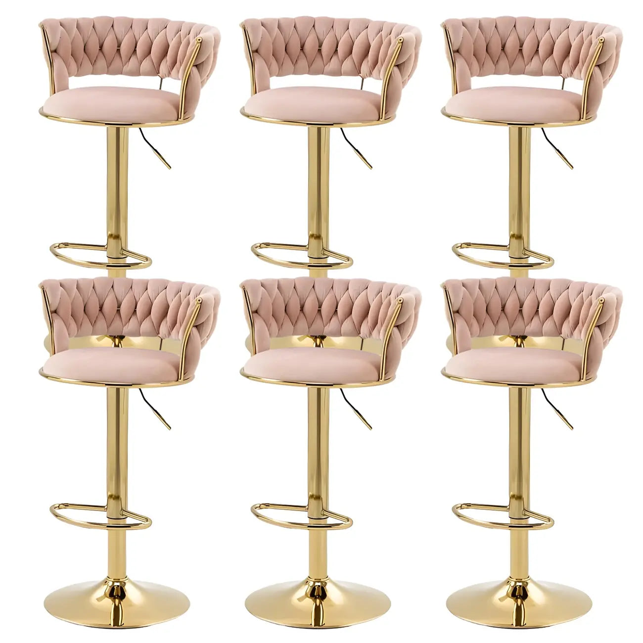 Tabouret de bar pivotant réglable à dossier bas et base dorée