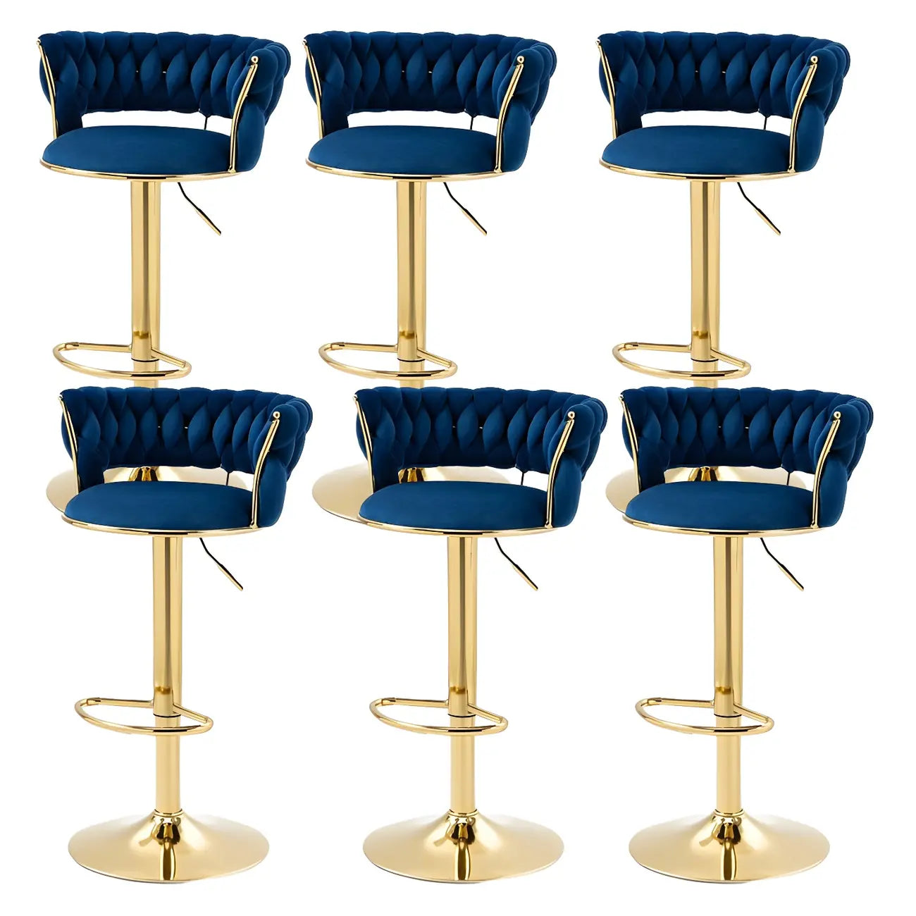 Tabouret de bar pivotant réglable à dossier bas et base dorée