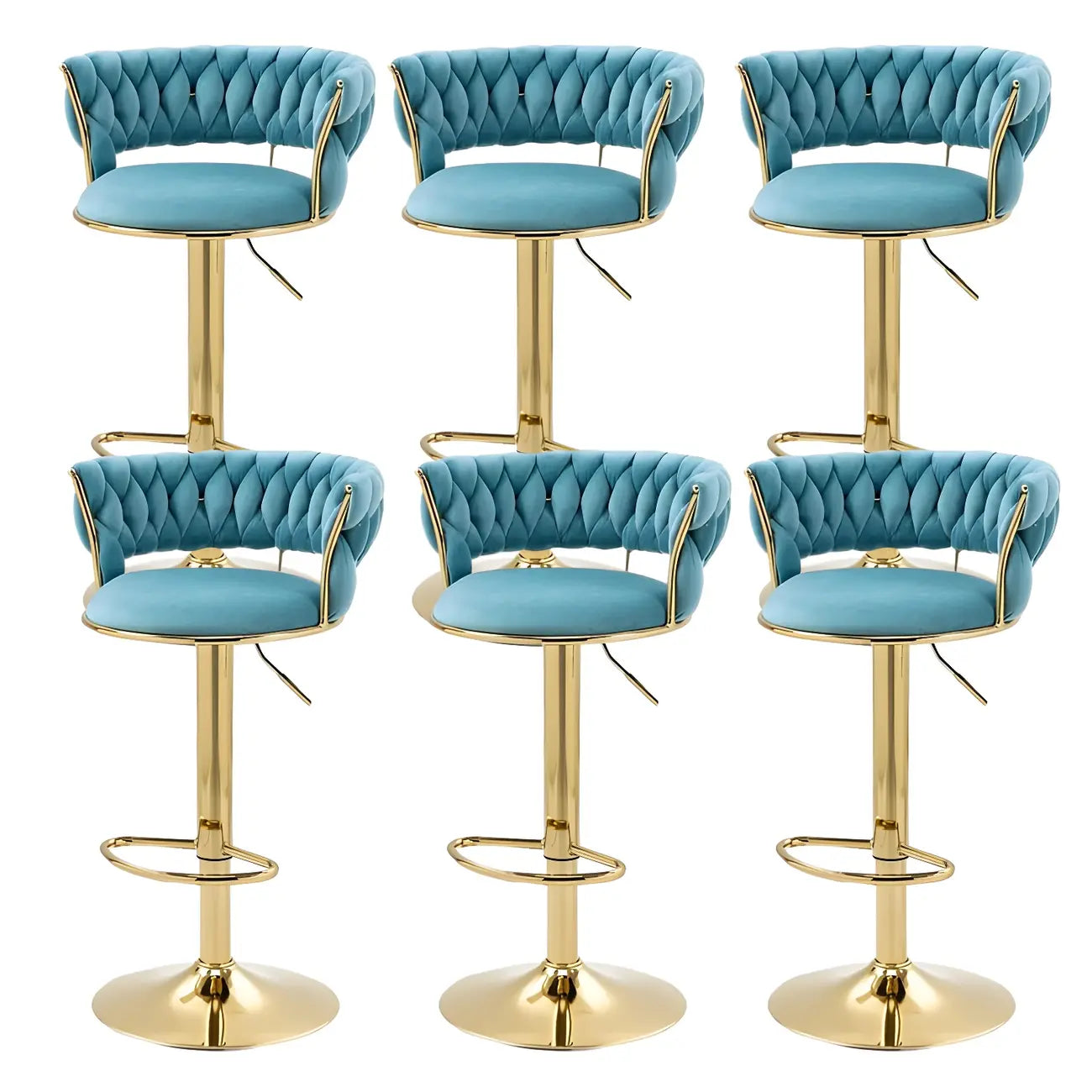 Tabouret de bar pivotant réglable à dossier bas et base dorée