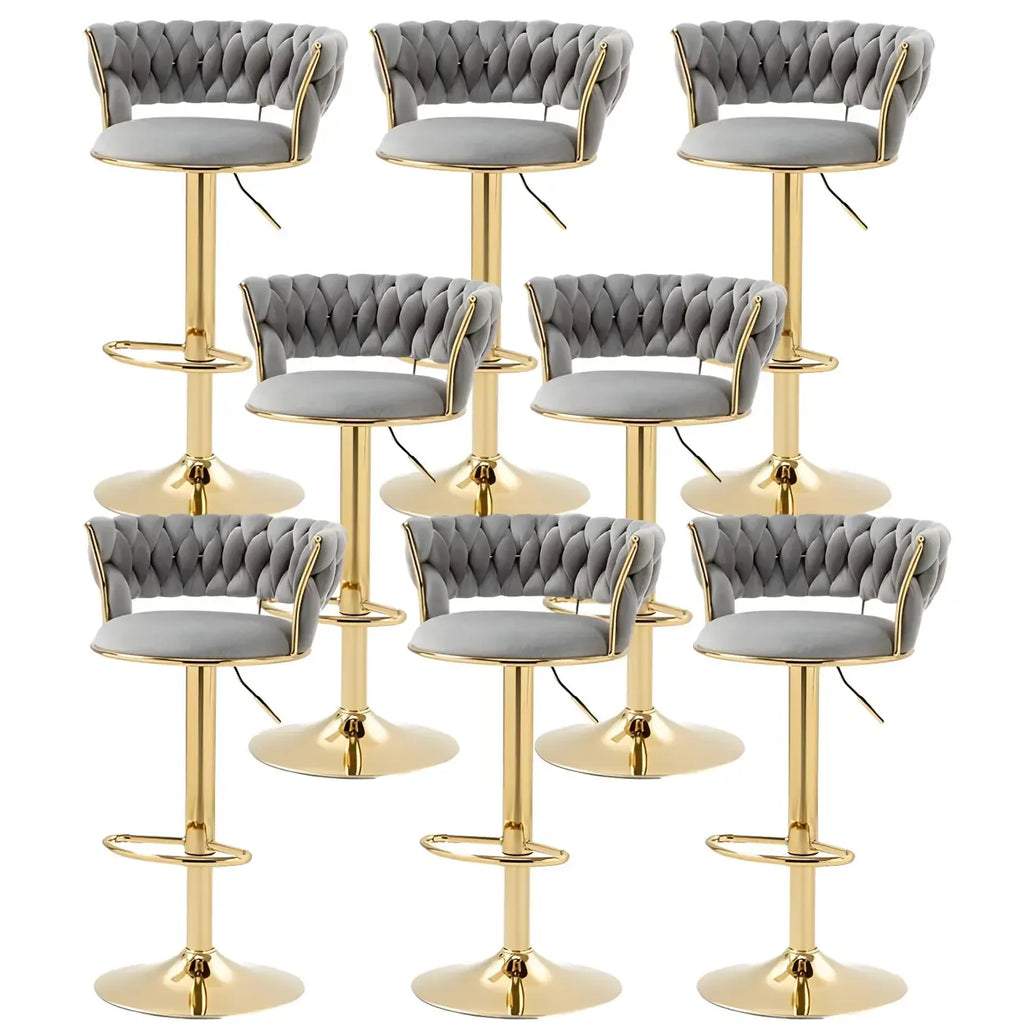 Tabouret de bar pivotant réglable à dossier bas et base dorée