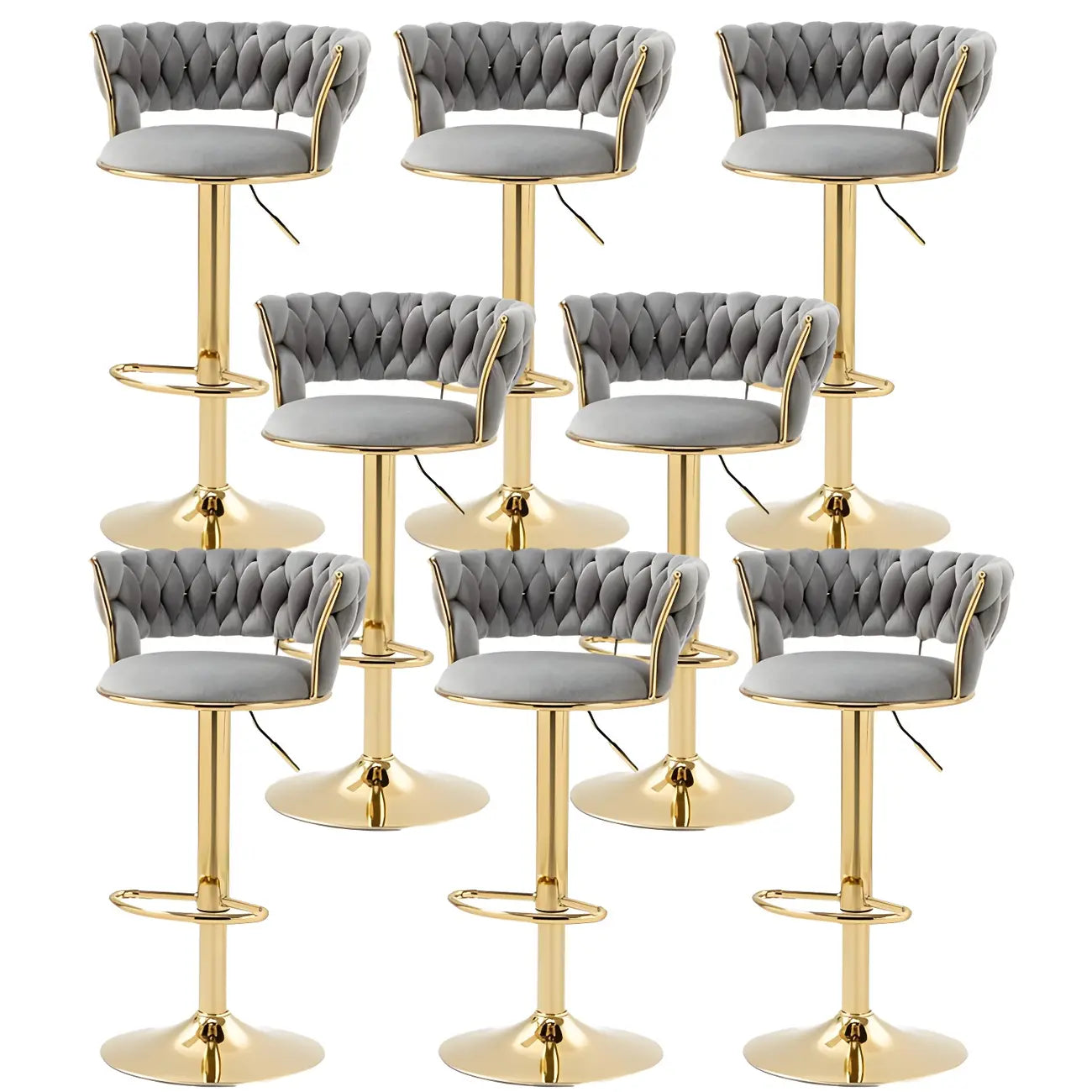 Tabouret de bar pivotant réglable à dossier bas et base dorée