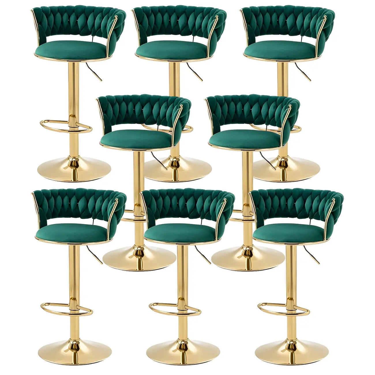 Tabouret de bar pivotant réglable à dossier bas et base dorée