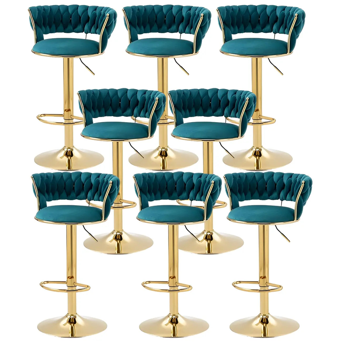 Tabouret de bar pivotant réglable à dossier bas et base dorée