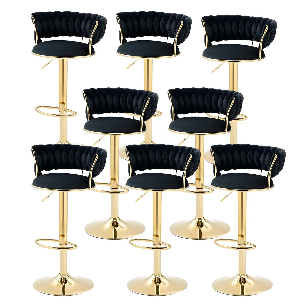 Tabouret de bar pivotant réglable à dossier bas et base dorée