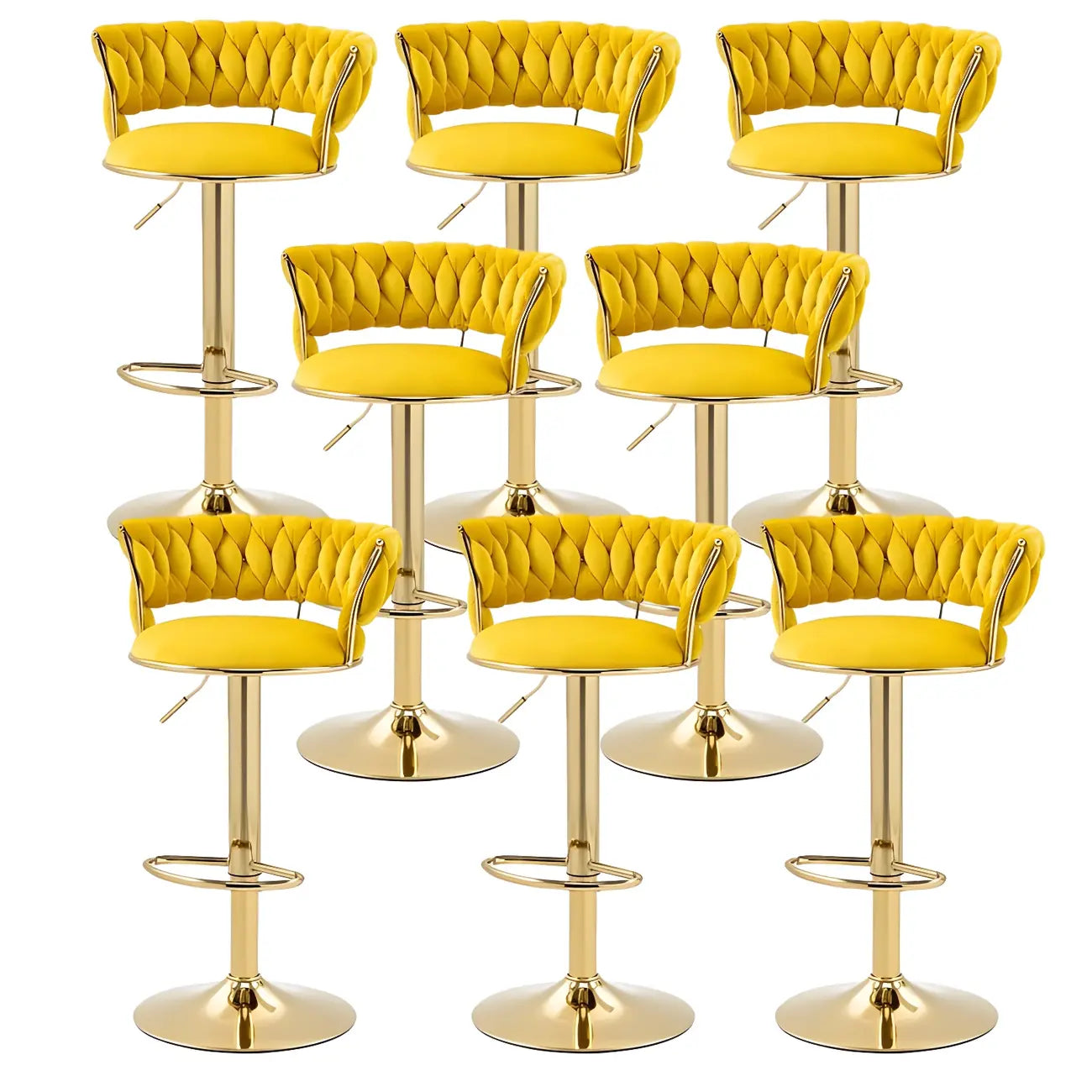 Tabouret de bar pivotant réglable à dossier bas et base dorée