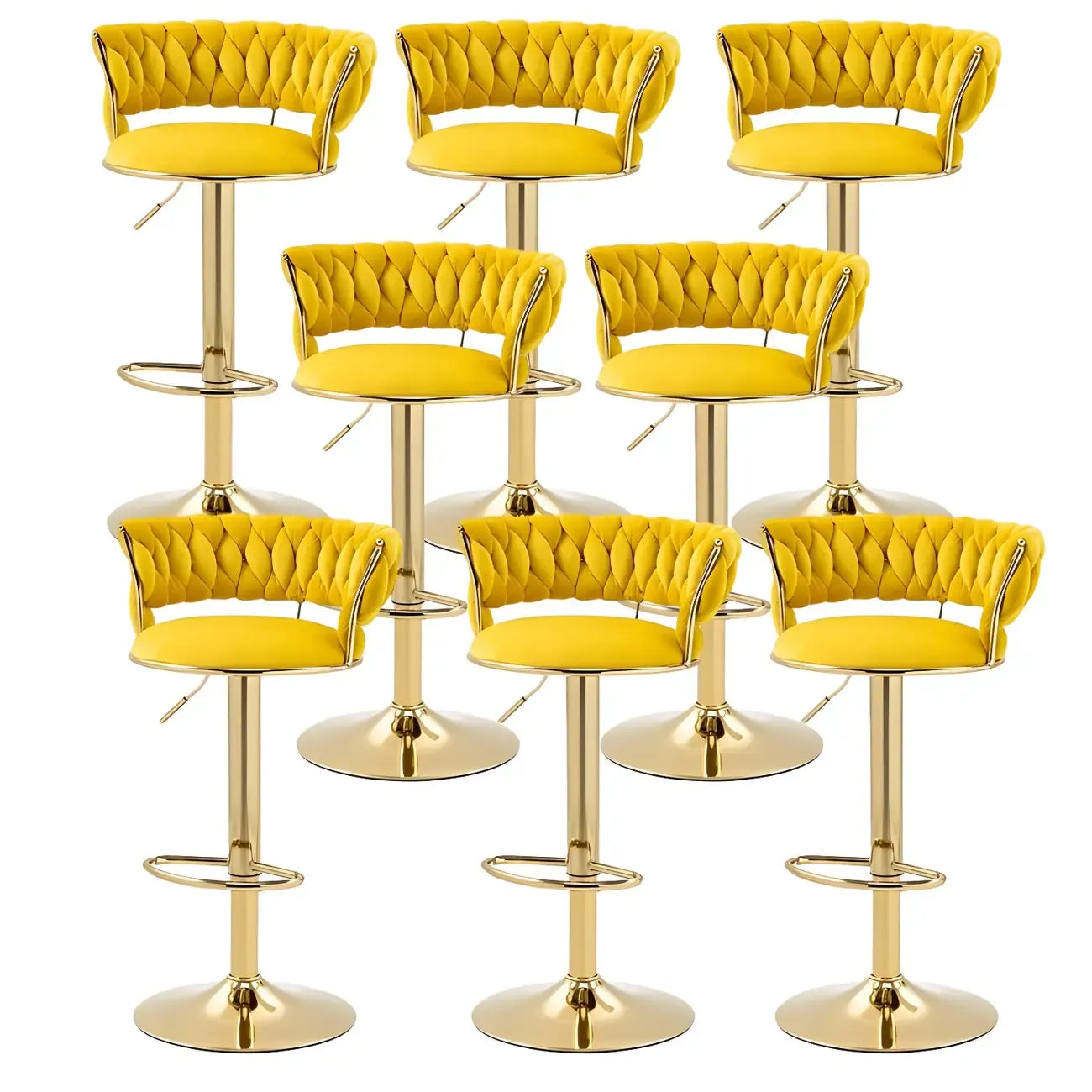 Tabouret de bar pivotant réglable à dossier bas et base dorée