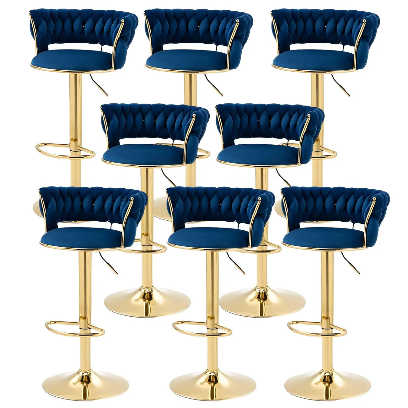 Tabouret de bar pivotant réglable à dossier bas et base dorée