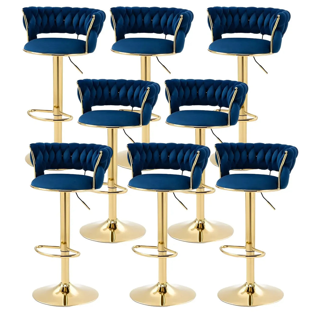 Tabouret de bar pivotant réglable à dossier bas et base dorée