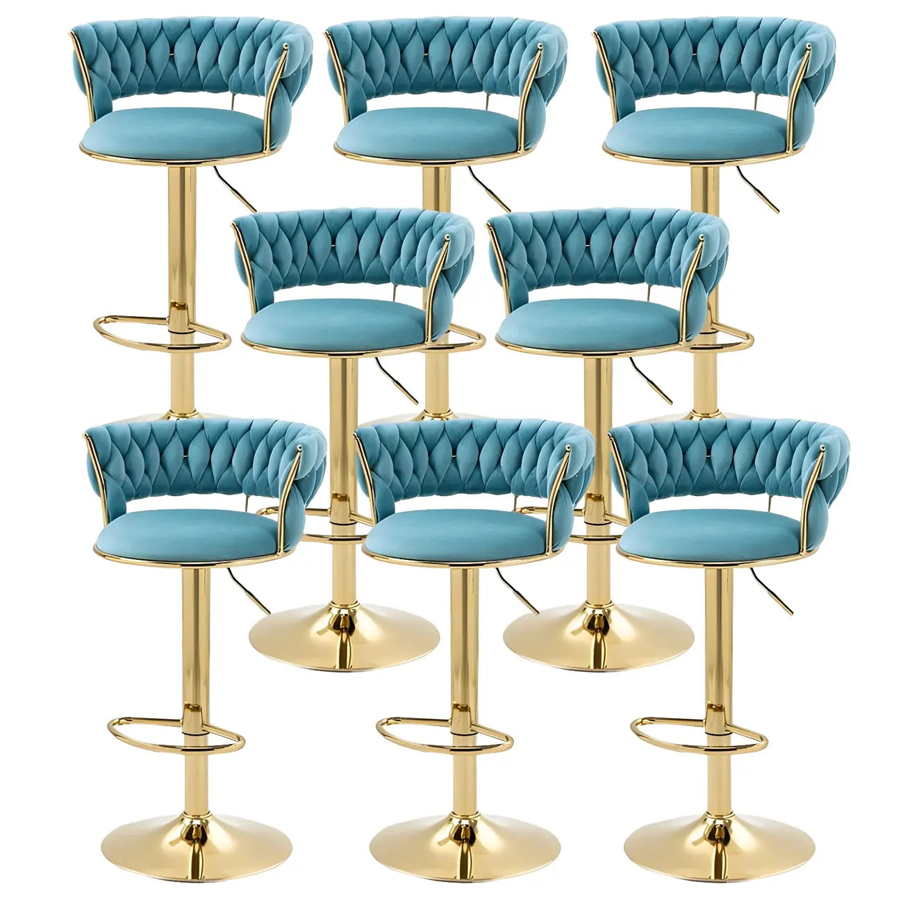 Tabouret de bar pivotant réglable à dossier bas et base dorée
