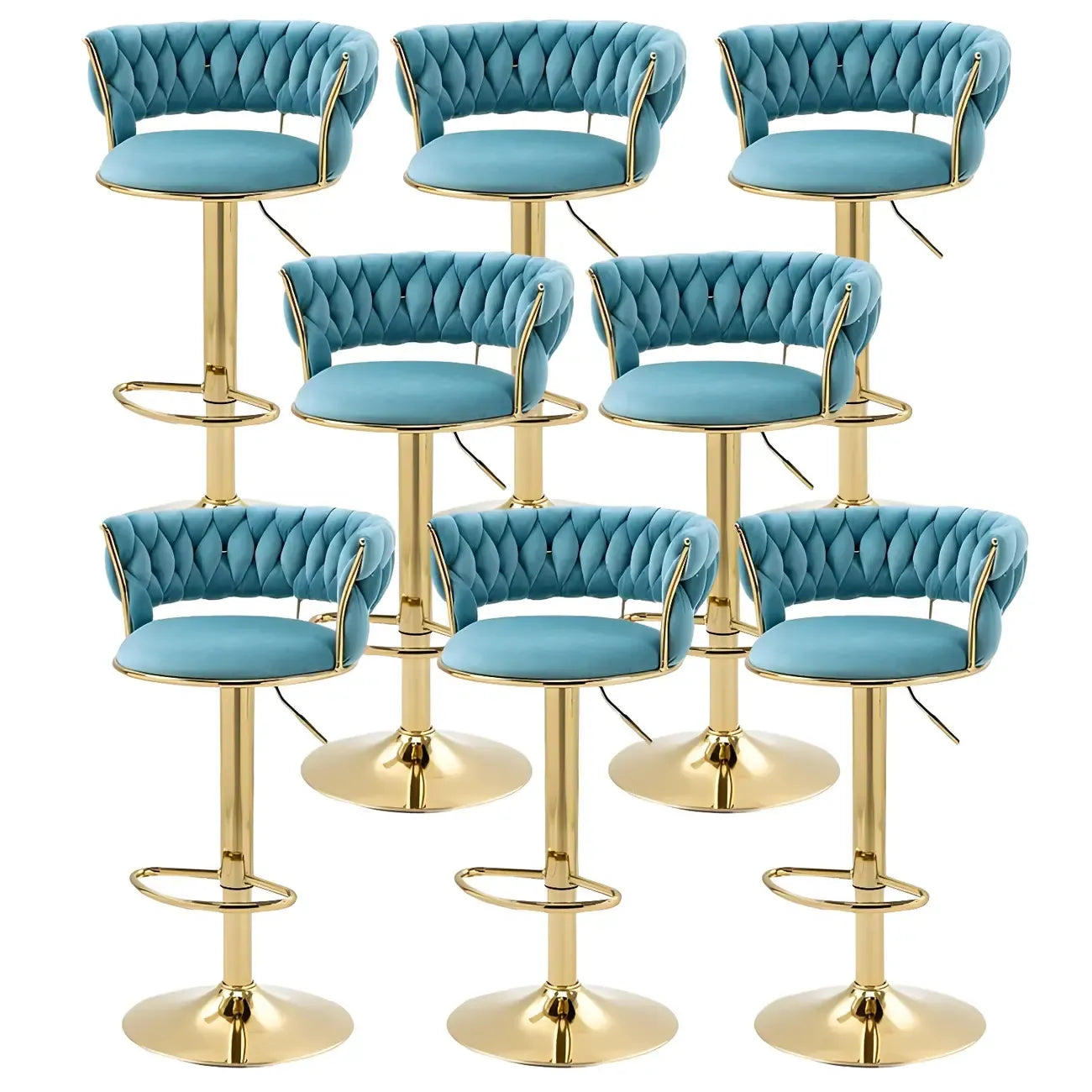 Tabouret de bar pivotant réglable à dossier bas et base dorée