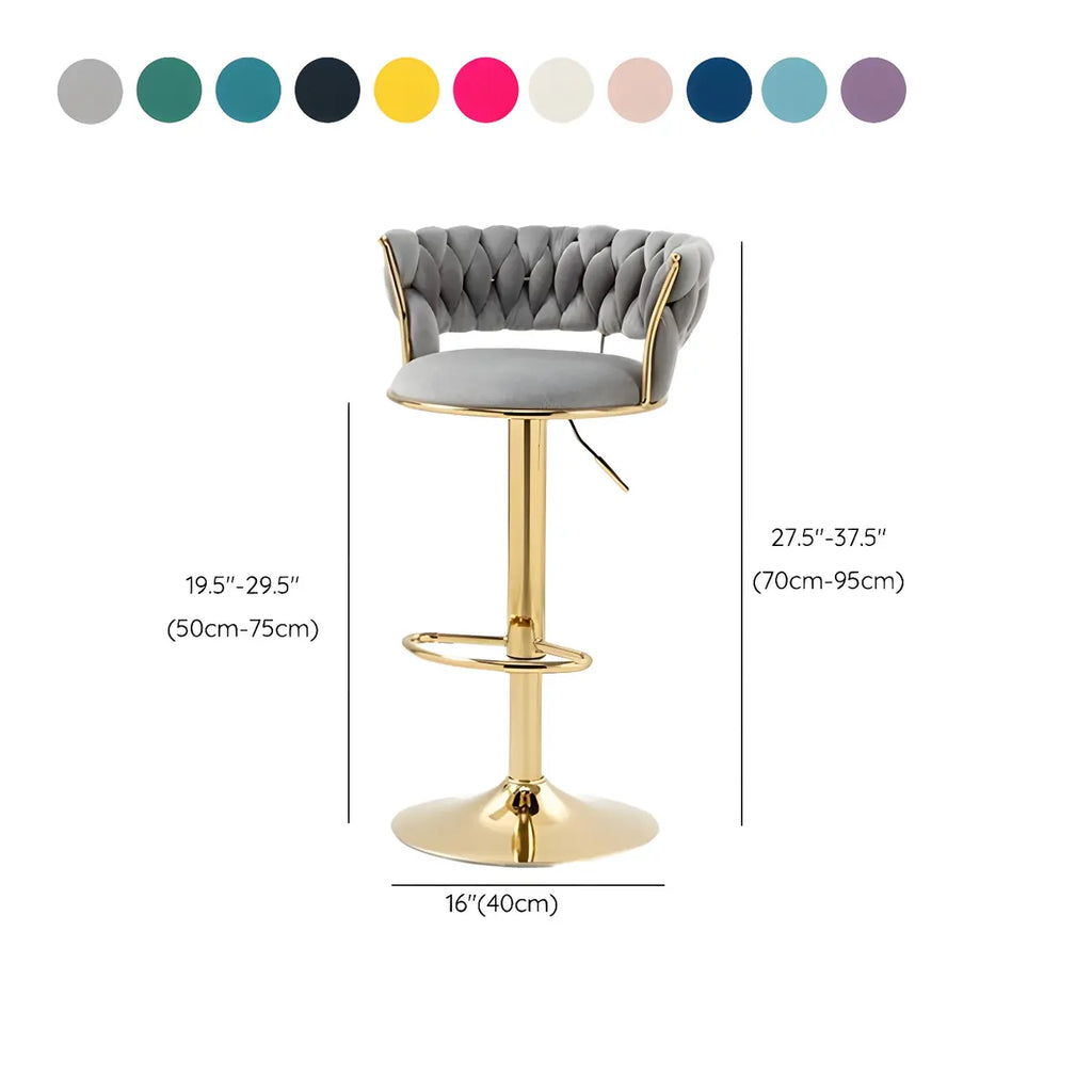 Tabouret de bar pivotant réglable à dossier bas et base dorée