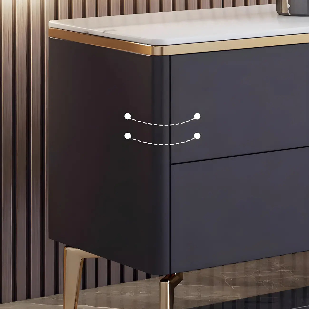Mobile TV con piano in pietra bianca elegante, illuminazione LED e 63 vani contenitore
