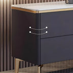 Mobile TV con piano in pietra bianca elegante, illuminazione LED e 63 vani contenitore