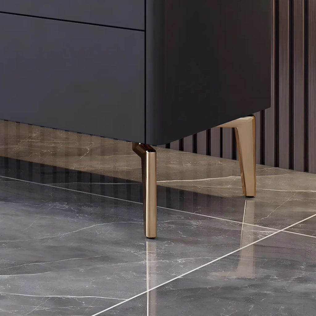 Mobile TV con piano in pietra bianca elegante, illuminazione LED e 63 vani contenitore