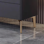 Mobile TV con piano in pietra bianca elegante, illuminazione LED e 63 vani contenitore