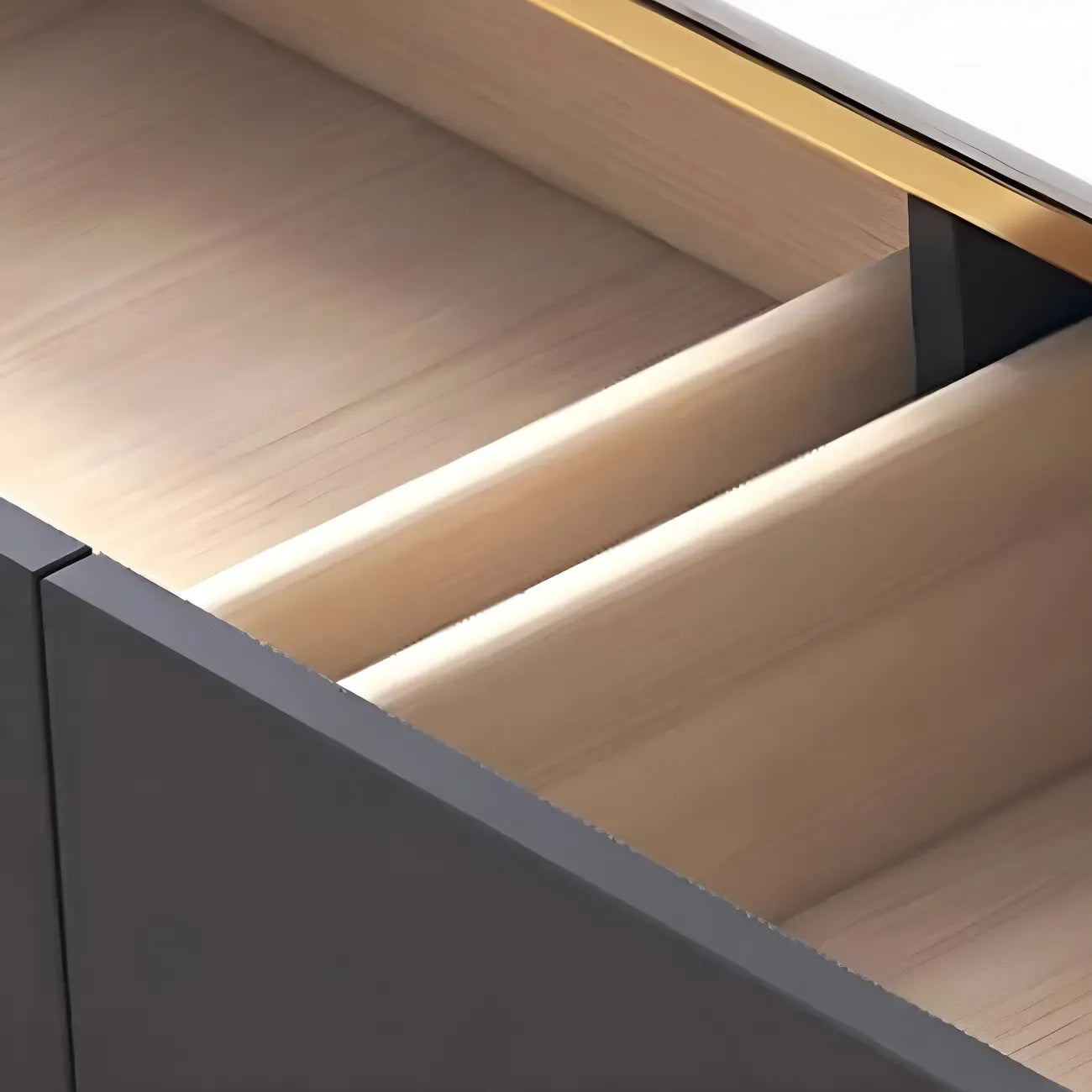 Mobile TV con piano in pietra bianca elegante, illuminazione LED e 63 vani contenitore