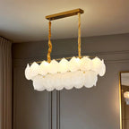 Lustre moderne en verre doré pour îlot central, avec 8 lumières