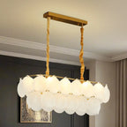 Lustre moderne en verre doré pour îlot central, avec 8 lumières