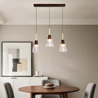 Suspension moderne en verre dôme pour îlot de cuisine, coloris noyer