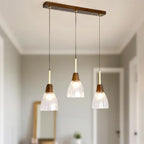 Suspension moderne en verre dôme pour îlot de cuisine, coloris noyer