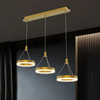 Suspension géométrique à 3 lumières LED en laiton pour îlot de cuisine