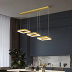 Suspension géométrique à 3 lumières LED en laiton pour îlot de cuisine