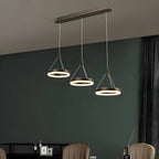 Suspension géométrique à 3 lumières LED en laiton pour îlot de cuisine