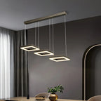 Suspension géométrique à 3 lumières LED en laiton pour îlot de cuisine