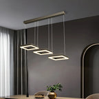 Suspension géométrique à 3 lumières LED en laiton pour îlot de cuisine