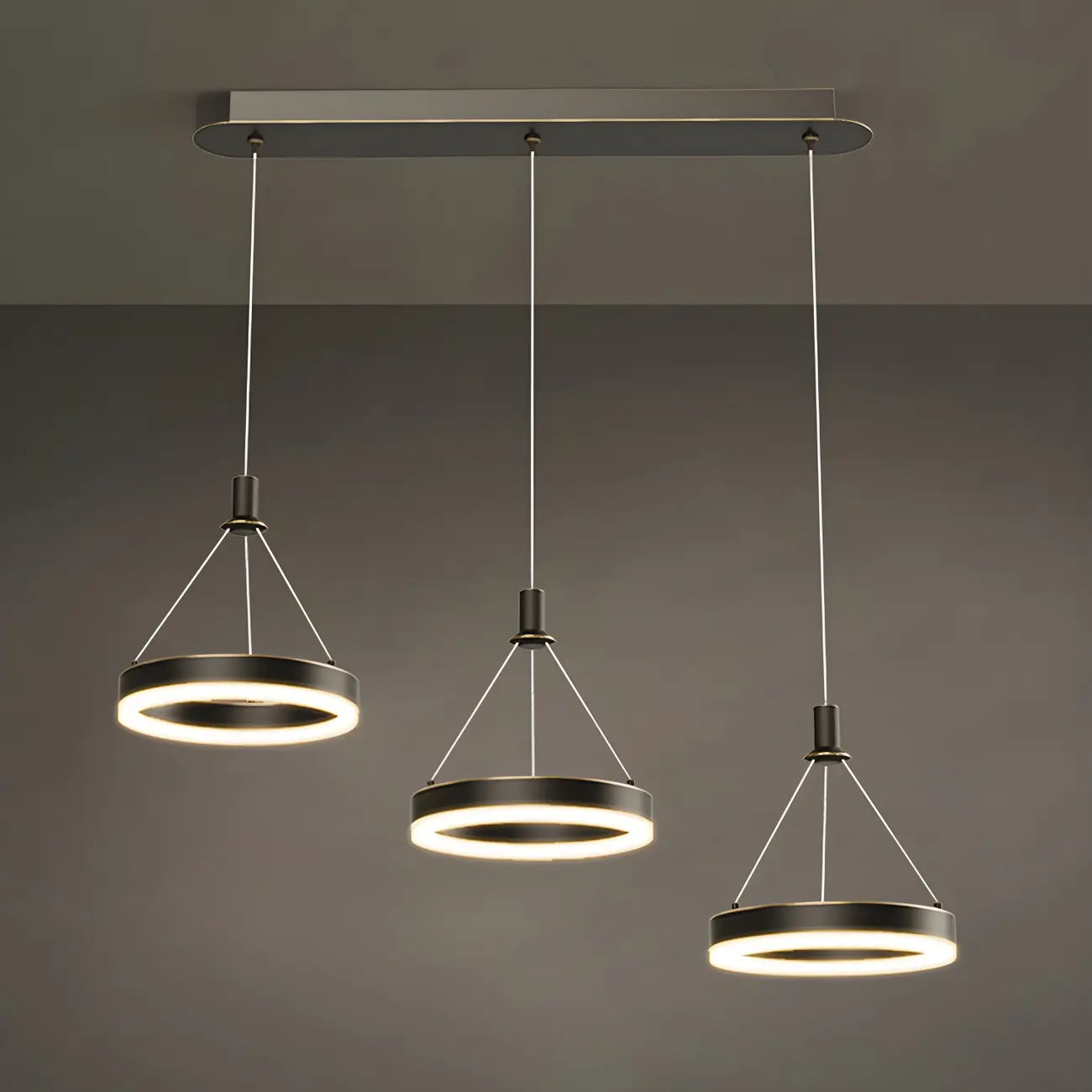 Suspension géométrique à 3 lumières LED en laiton pour îlot de cuisine
