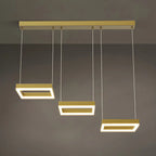 Suspension géométrique à 3 lumières LED en laiton pour îlot de cuisine