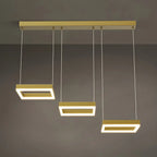 Suspension géométrique à 3 lumières LED en laiton pour îlot de cuisine
