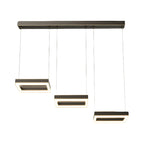 Suspension géométrique à 3 lumières LED en laiton pour îlot de cuisine