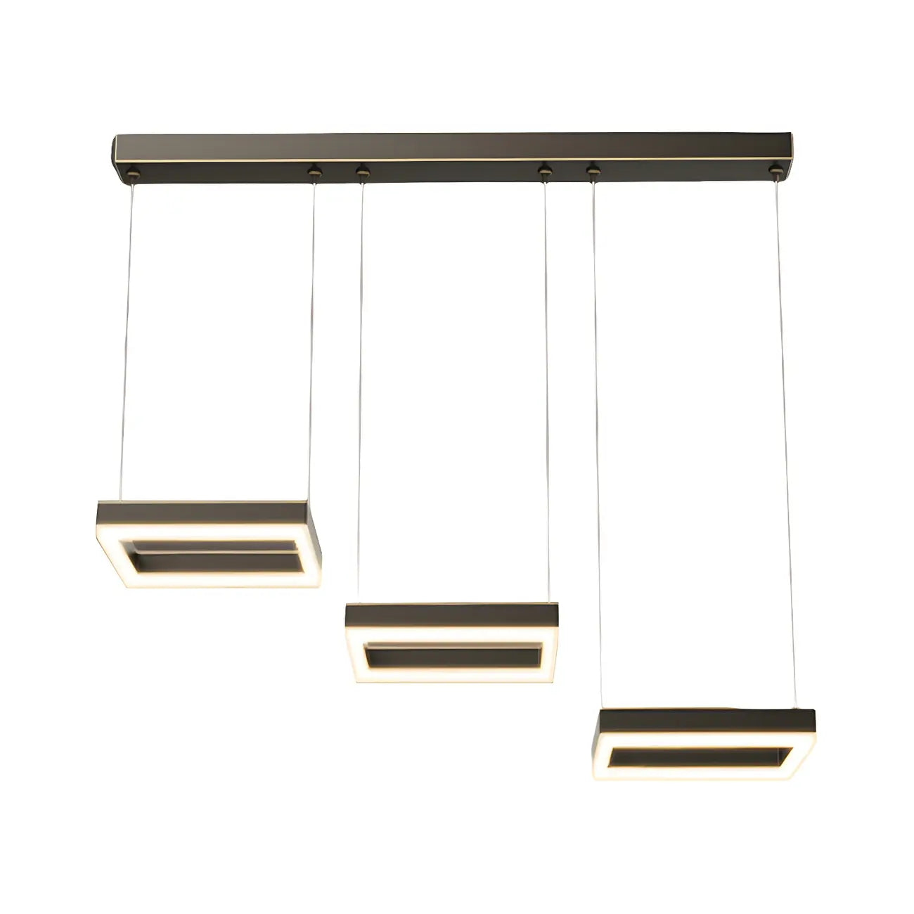 Suspension géométrique à 3 lumières LED en laiton pour îlot de cuisine