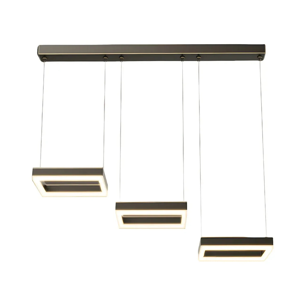 Suspension géométrique à 3 lumières LED en laiton pour îlot de cuisine
