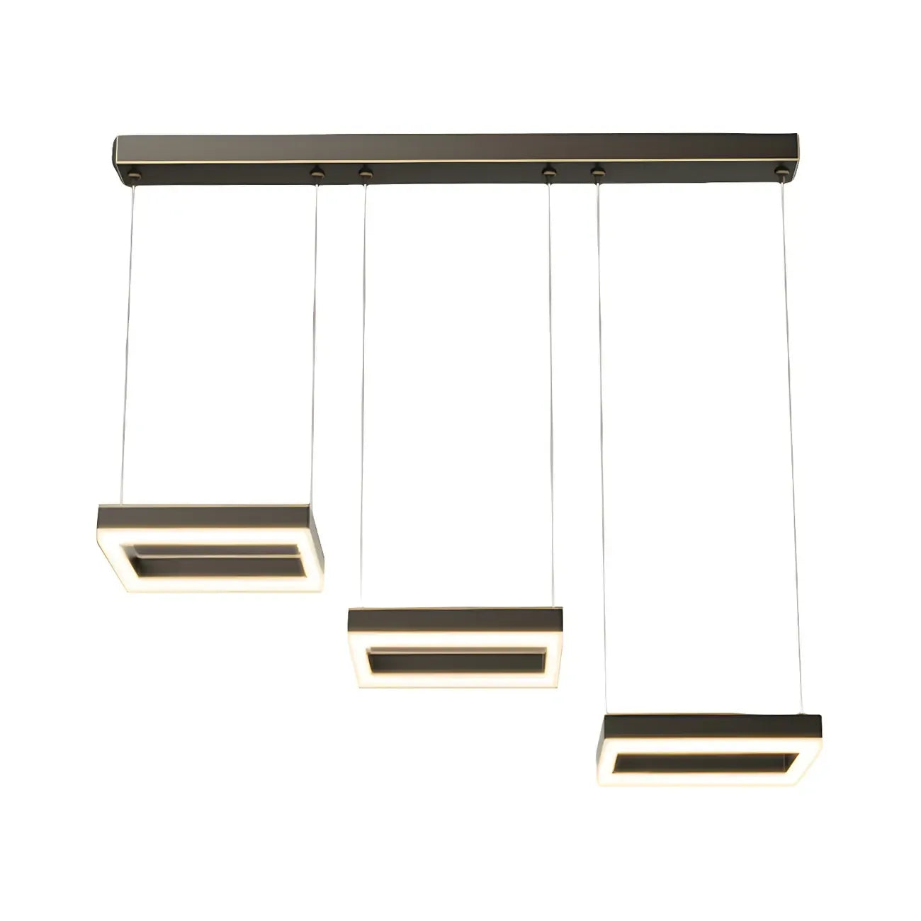 Suspension géométrique à 3 lumières LED en laiton pour îlot de cuisine