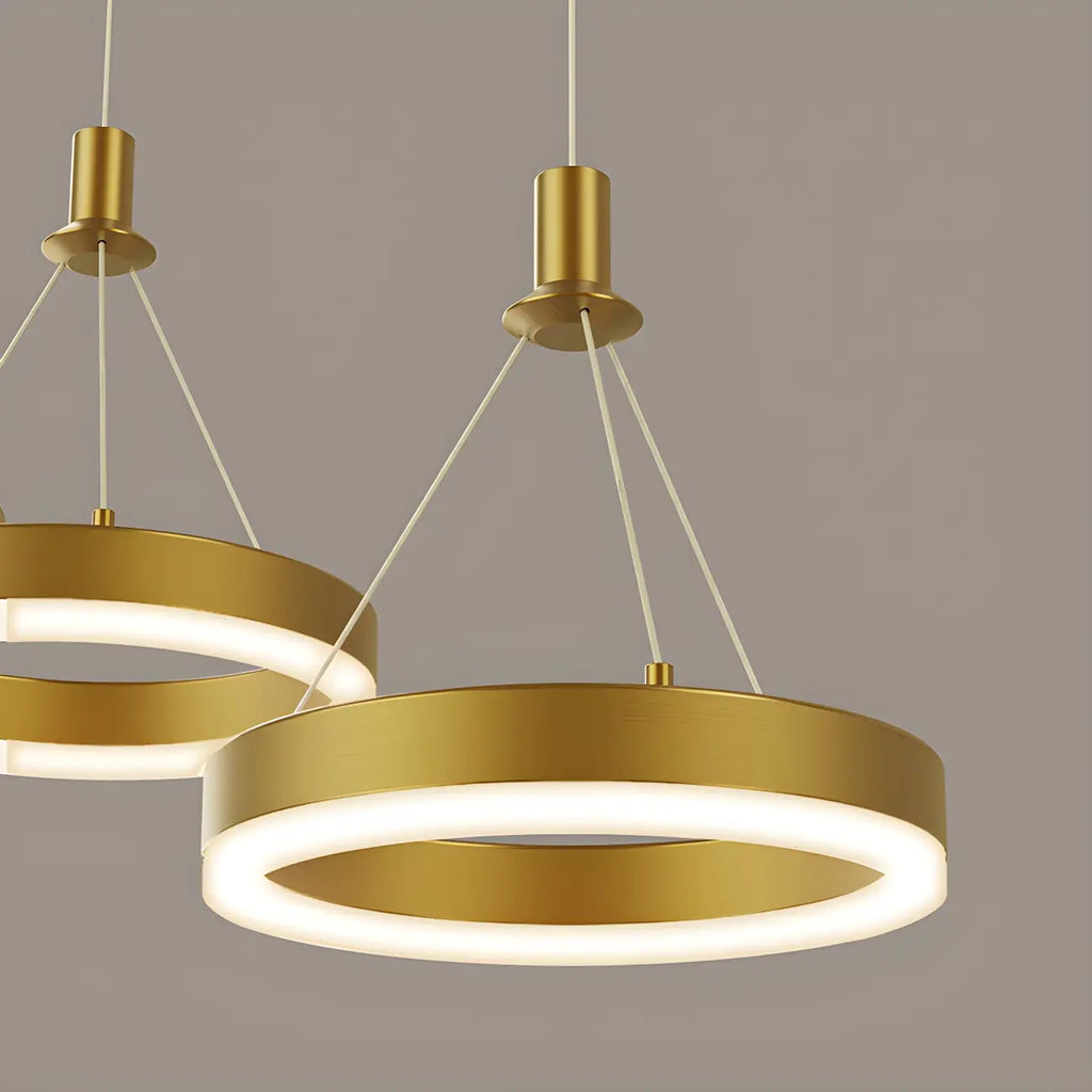 Suspension géométrique à 3 lumières LED en laiton pour îlot de cuisine