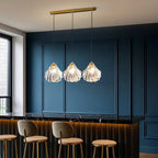 Suspension îlot contemporaine en verre à 3 lumières réglables